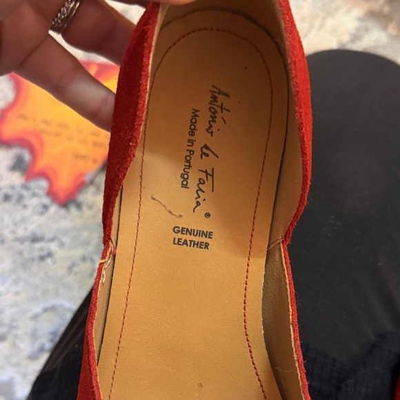 Red Suede Flats with Bow Accent - Picture 2 of 3